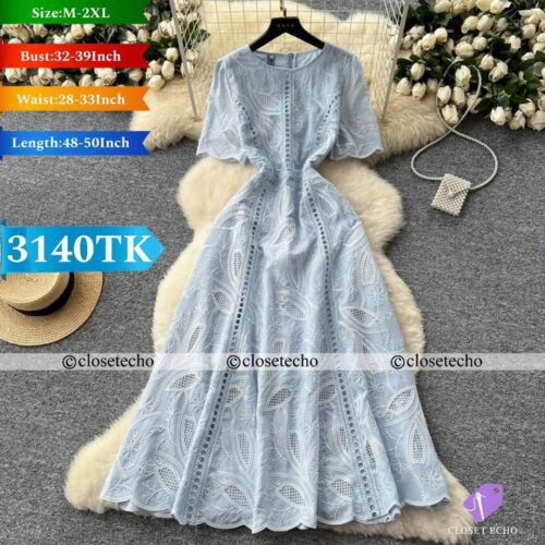 Light Blue Chickankari Dress