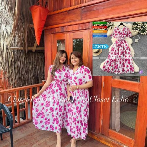 Floral Rose & White Gown