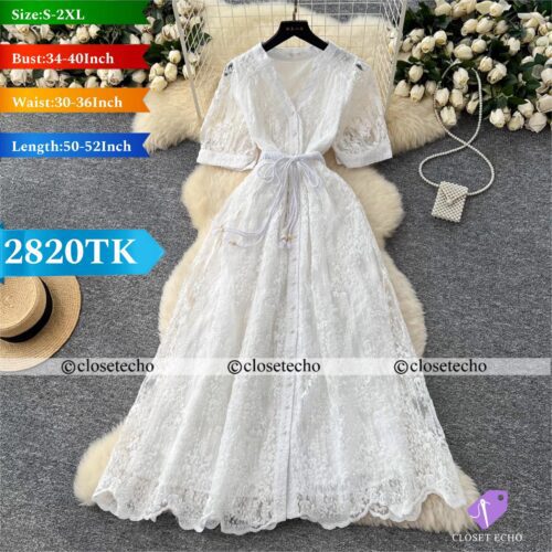White Embroidered Organza Dress