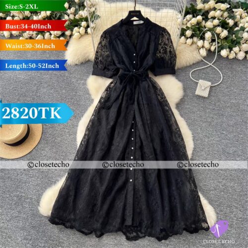 Black Embroidered Organza dress